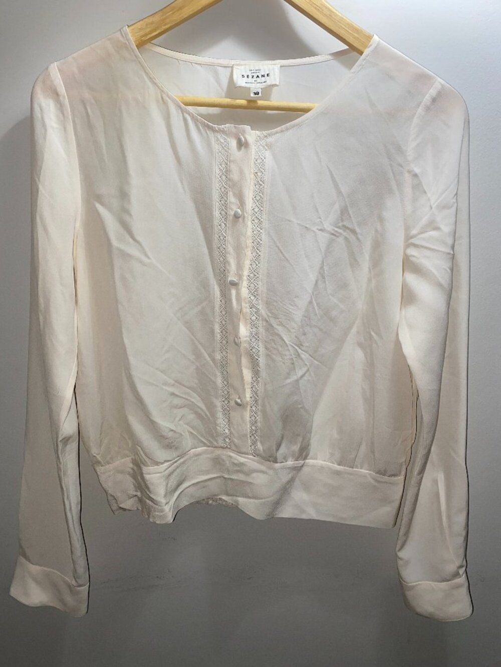 Sezane 100% Silk Blouse Ecru Size 6 US (38 EU)